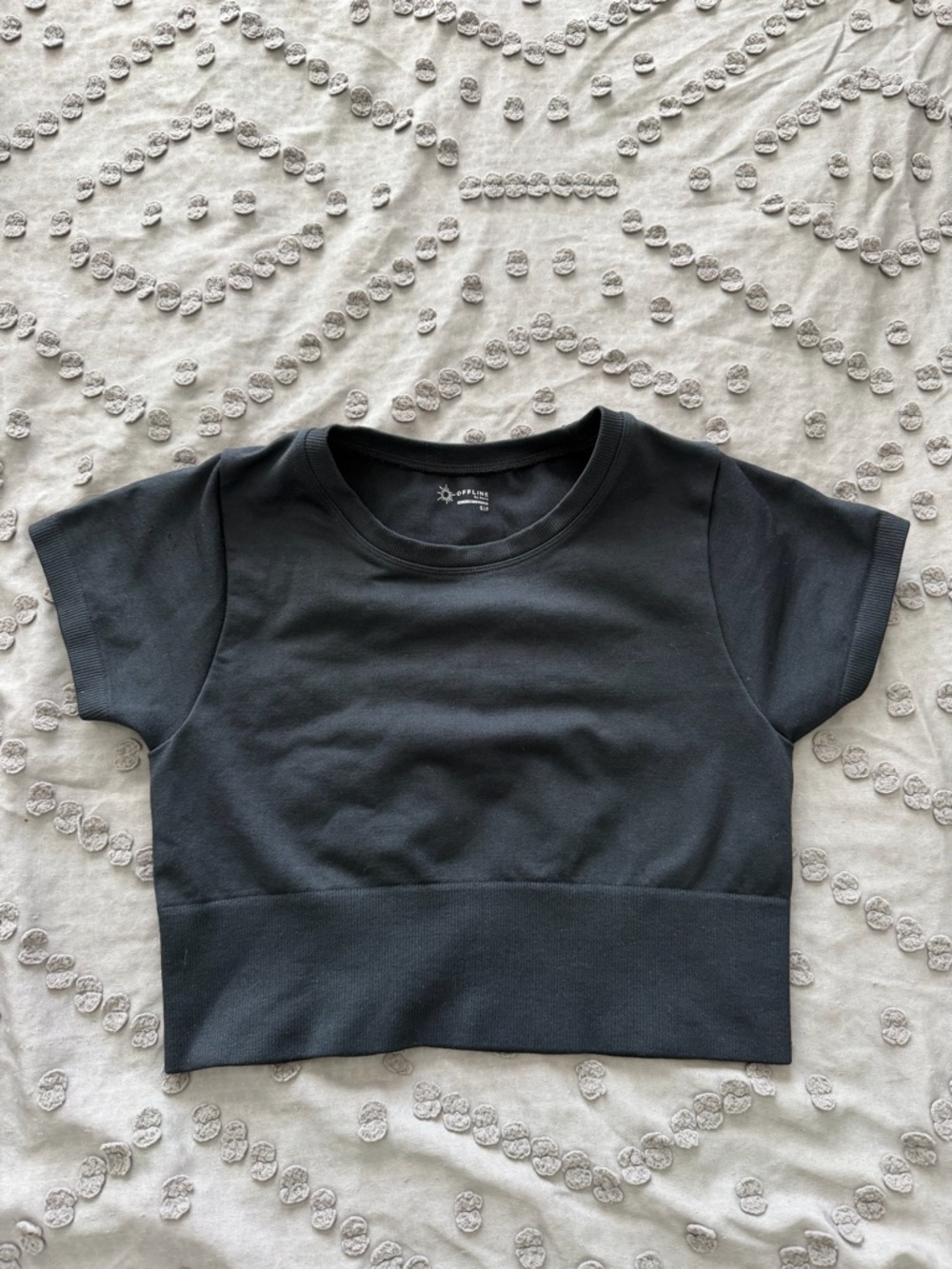 Offline by Aerie Black Seamless Crop Top